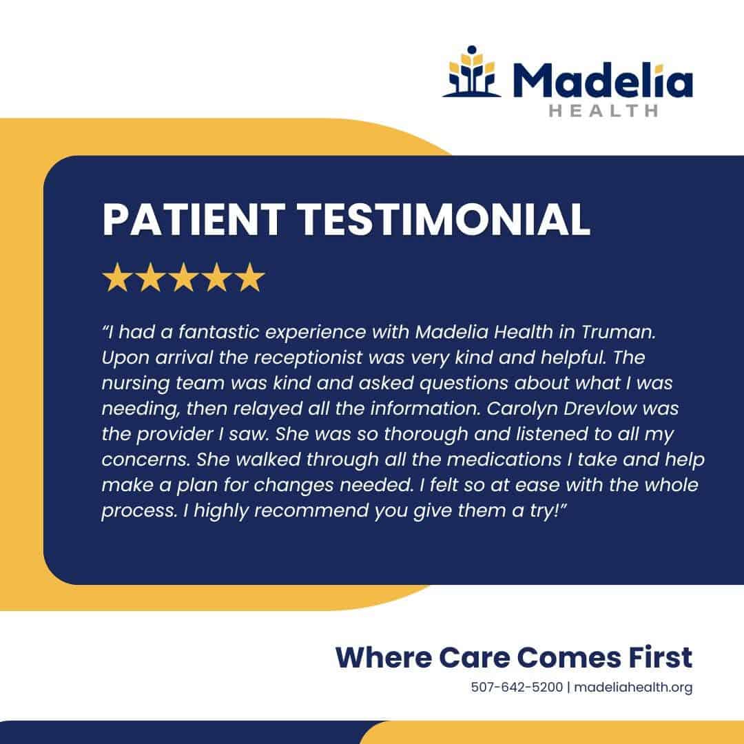 Testimonial 9 - Madelia Health
